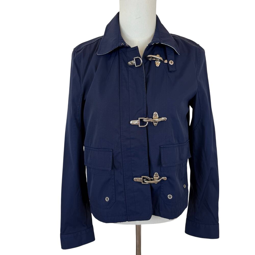 Lauren Ralph Lauren Fireman Clasp Jacket Navy Blue Utility Coat Womens L Vintage